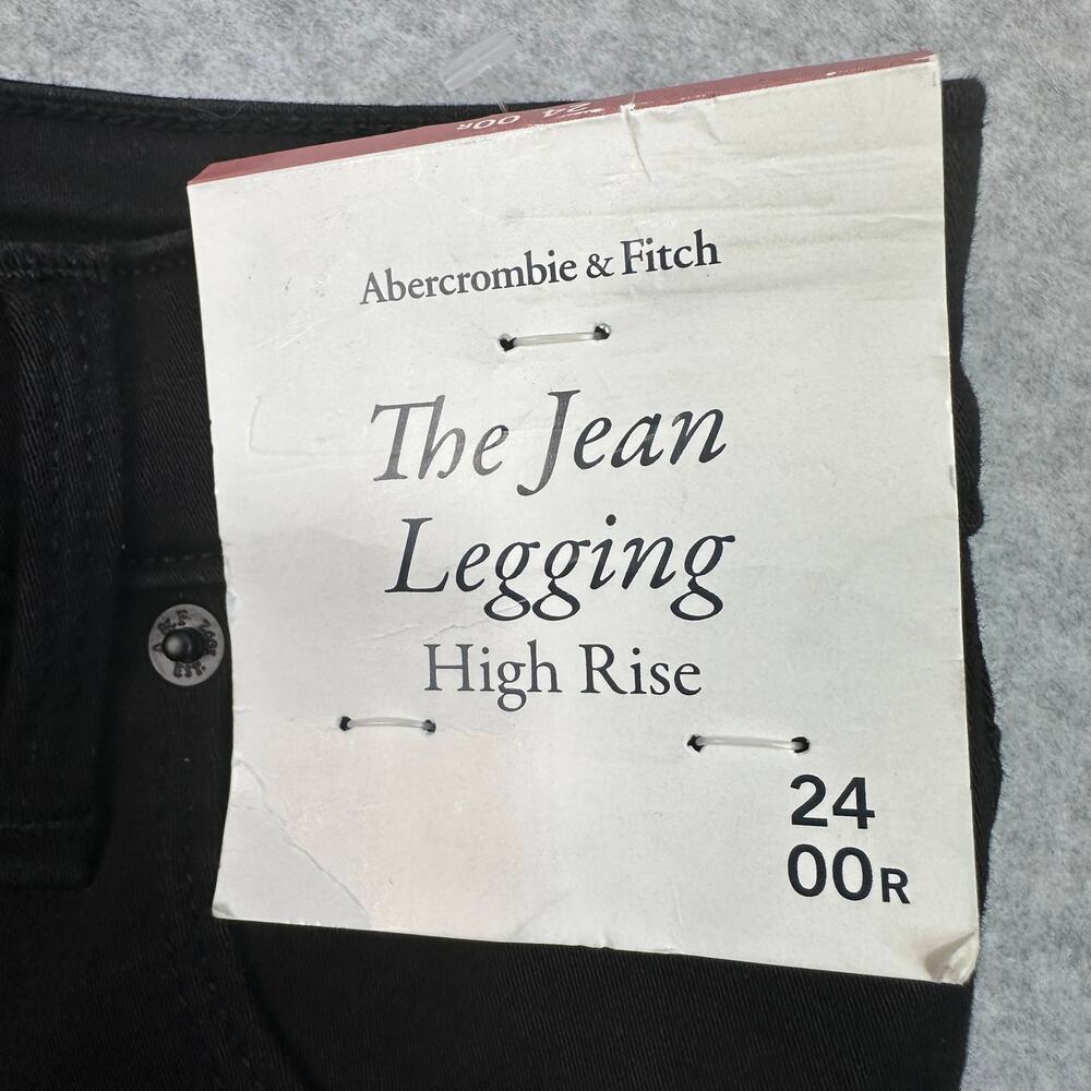 Abercrombie & Fitch The Jean Leggings Womens 24 Black High Rise Stretch Zip Fly - Picture 3 of 13